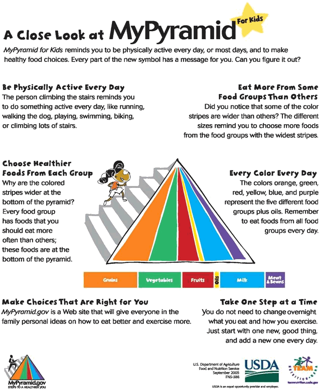 MyPyramid nutritional guidelines for children